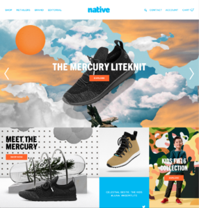 Native Shoes Website Homepage