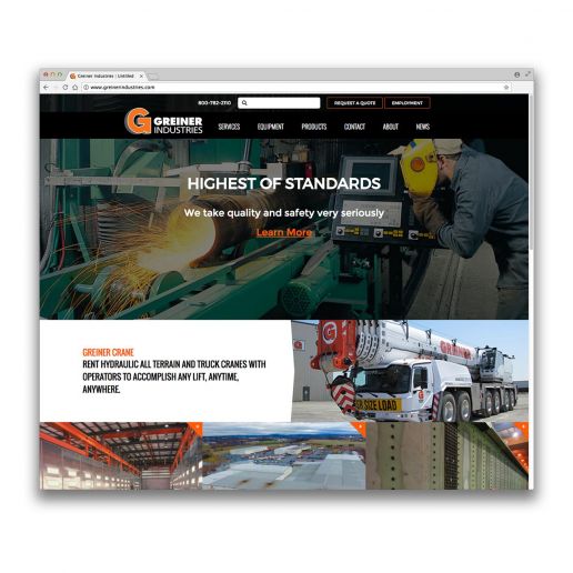 greiner industries website screenshot