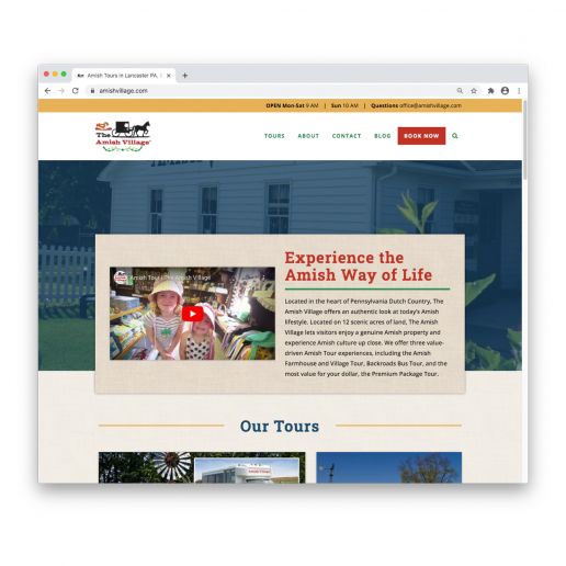 amishvillage.com home page design