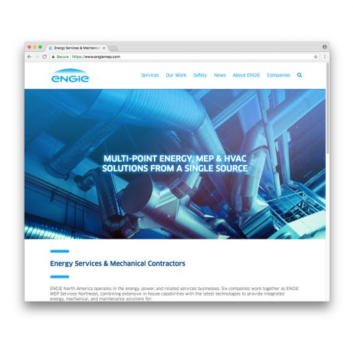 A screenshot of the ENGIE MEP Services Northeast home page