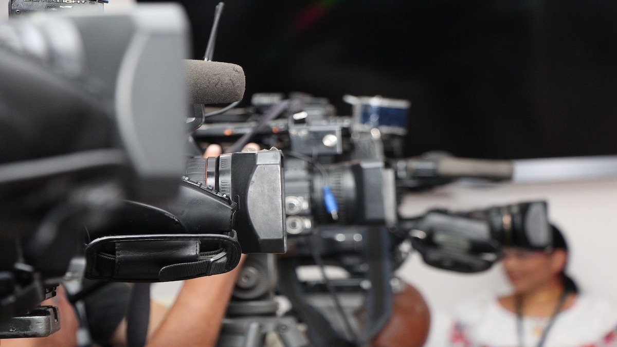 News cameras at a PR event