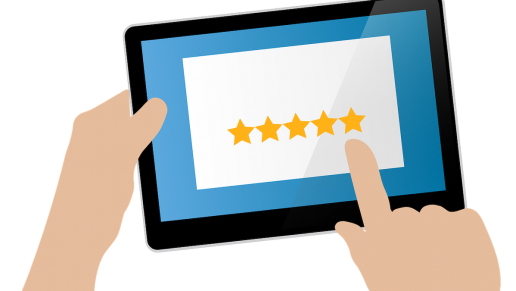 Five star review left on a tablet