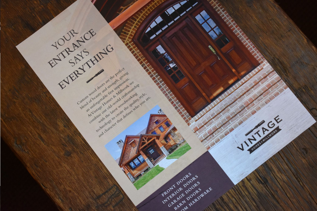 Flyer for custom home and doors